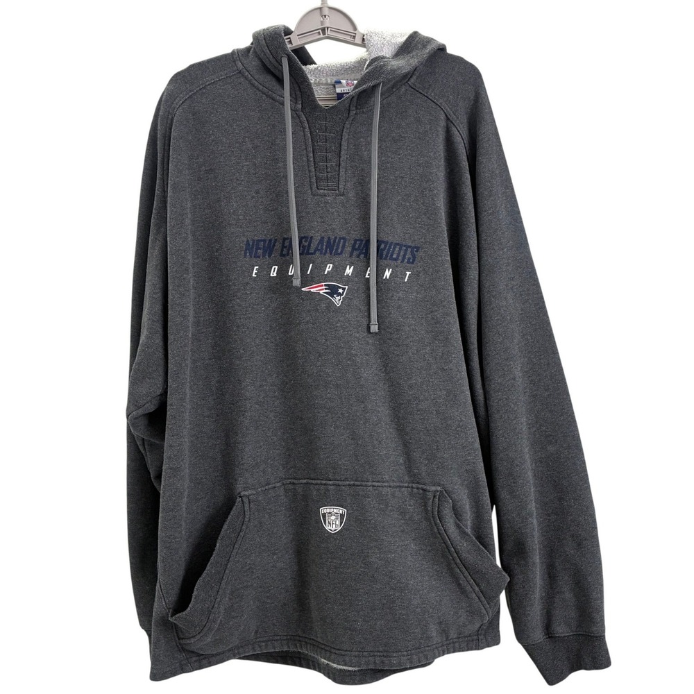 New England Patriots NFL Equipment Hoodie Reebok 3XL Charcoal Pullover